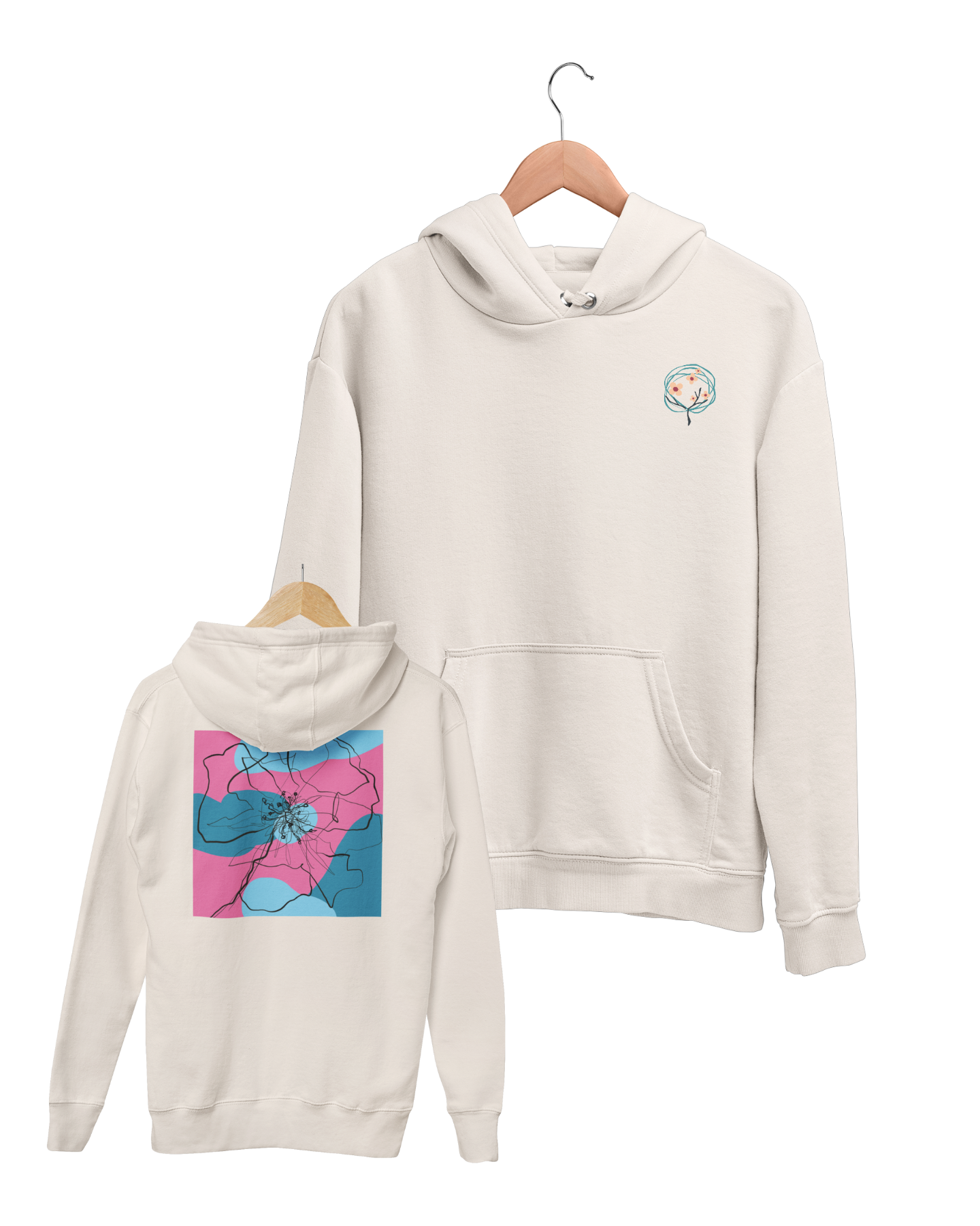 Flor Retrô, Moletom, Branco Pérola