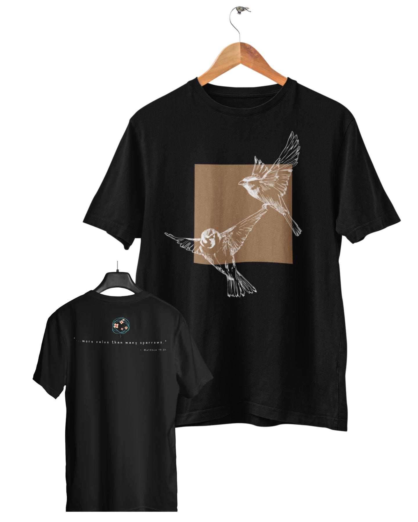 Sparrows, Camiseta, Preto