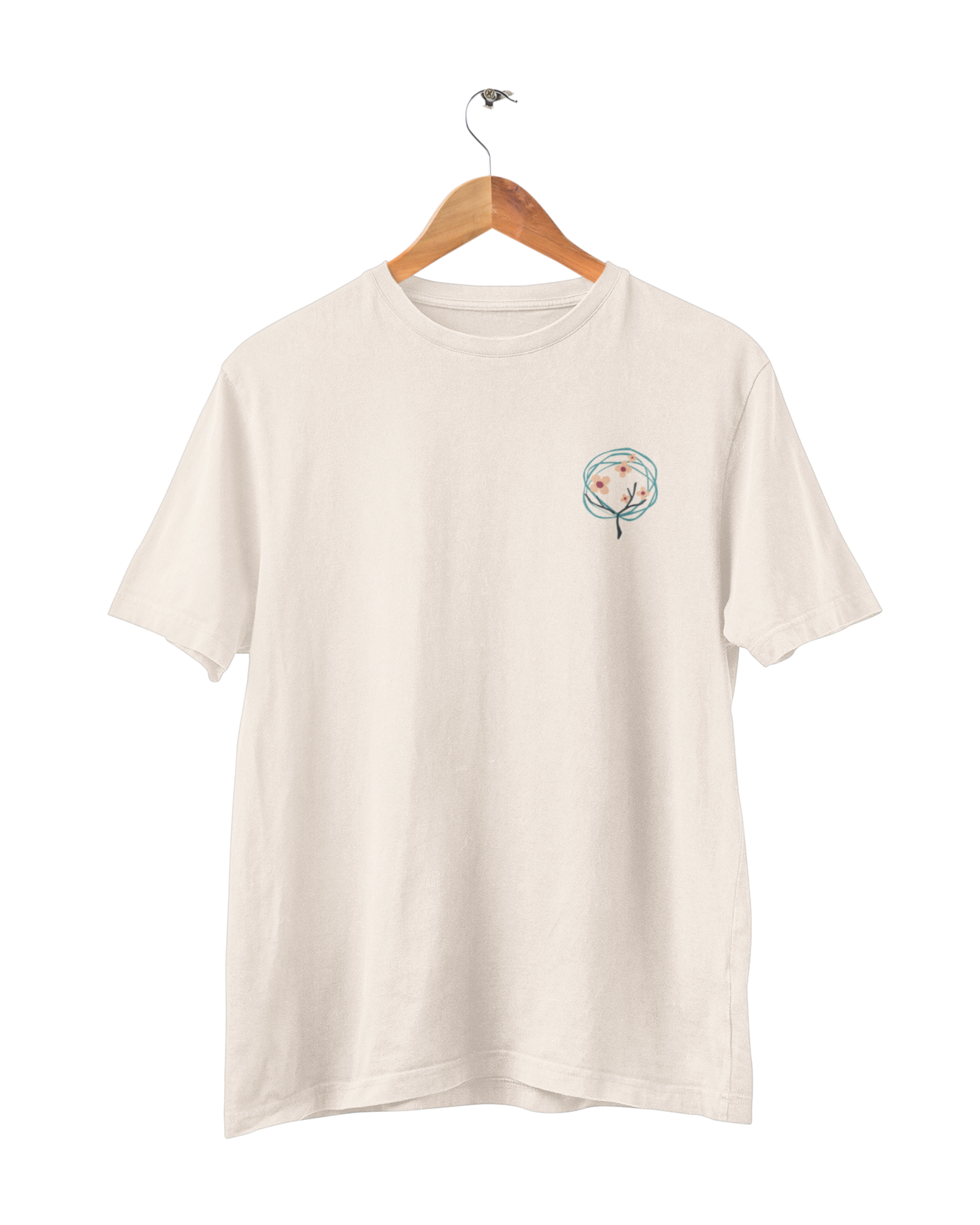 Flor Retrô, Camiseta, Branco Pérola