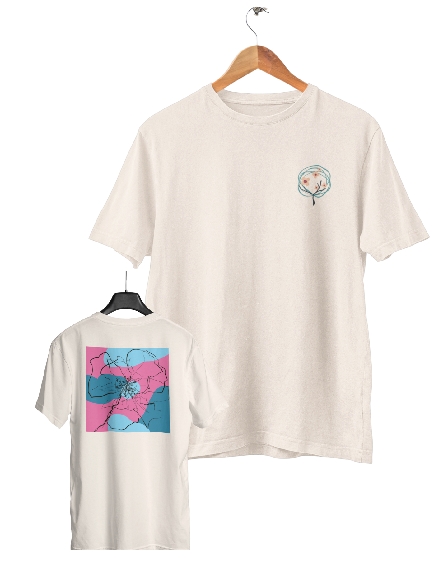 Flor Retrô, Camiseta, Branco Pérola