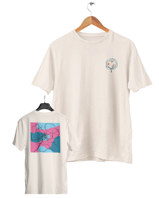 Flor Retrô, Camiseta, Branco Pérola