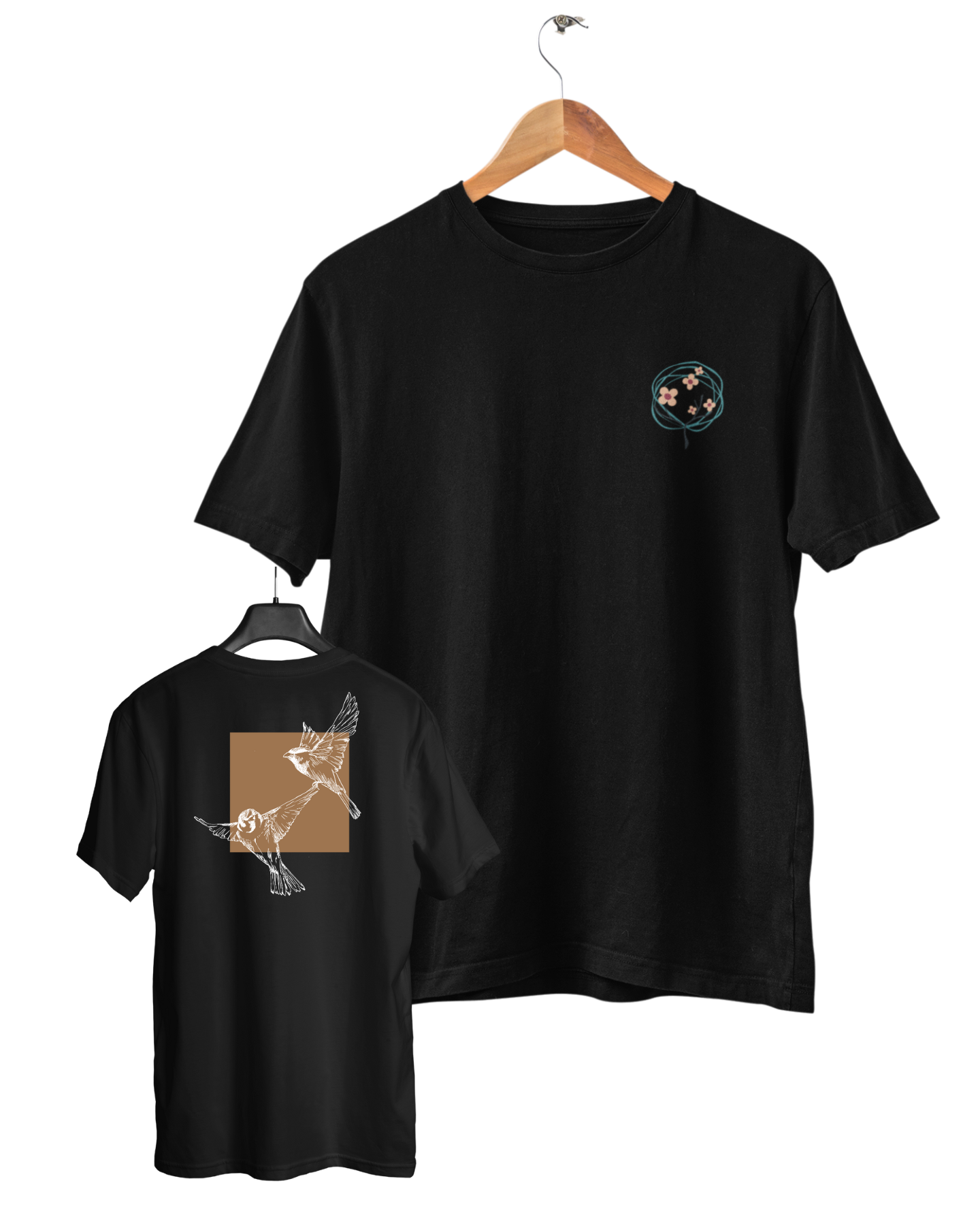 Sparrows V2, Camiseta, Preto